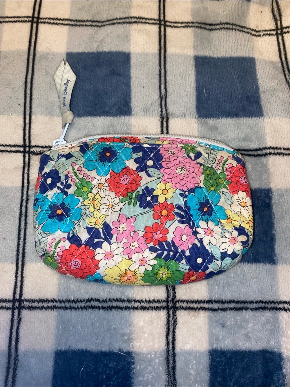 Vera Bradley Bright Multi Floral Zip Cosmetic Pouch - Blue, Pink, Green